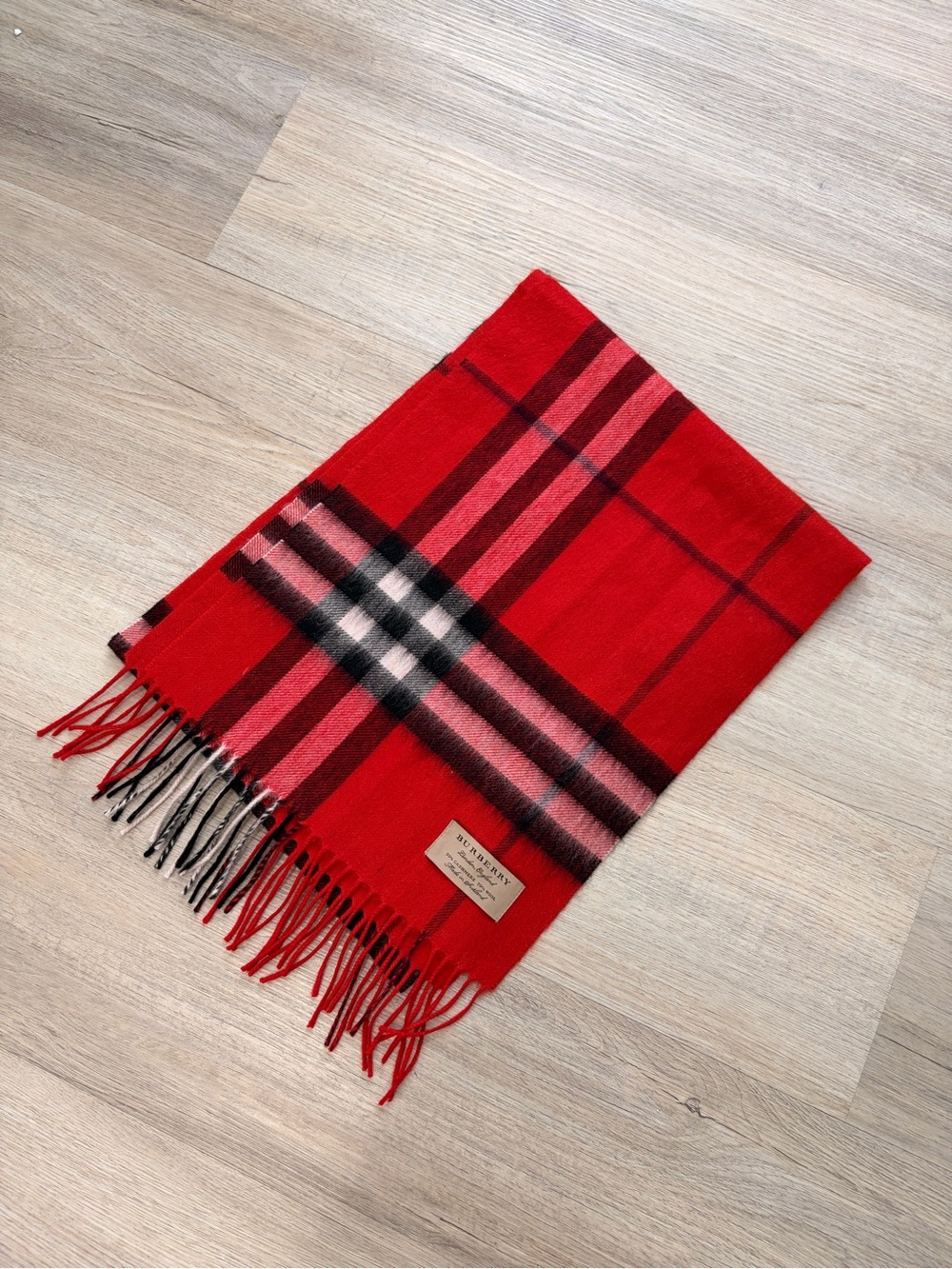 Red plaid Burberry scarf